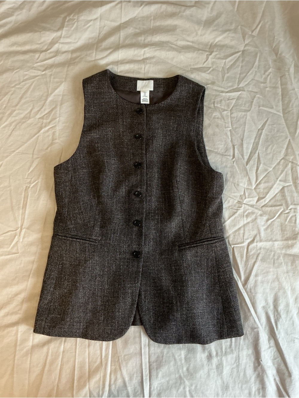 H&M Dark Charcoal Tweed Sleeveless Vest